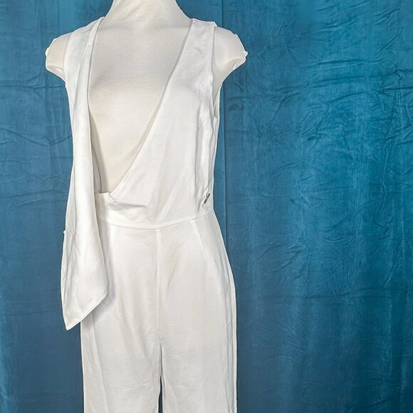 ZARA with Asymmetric Crepe Vest Jumpsuit Ecru - Picture 3 of 11